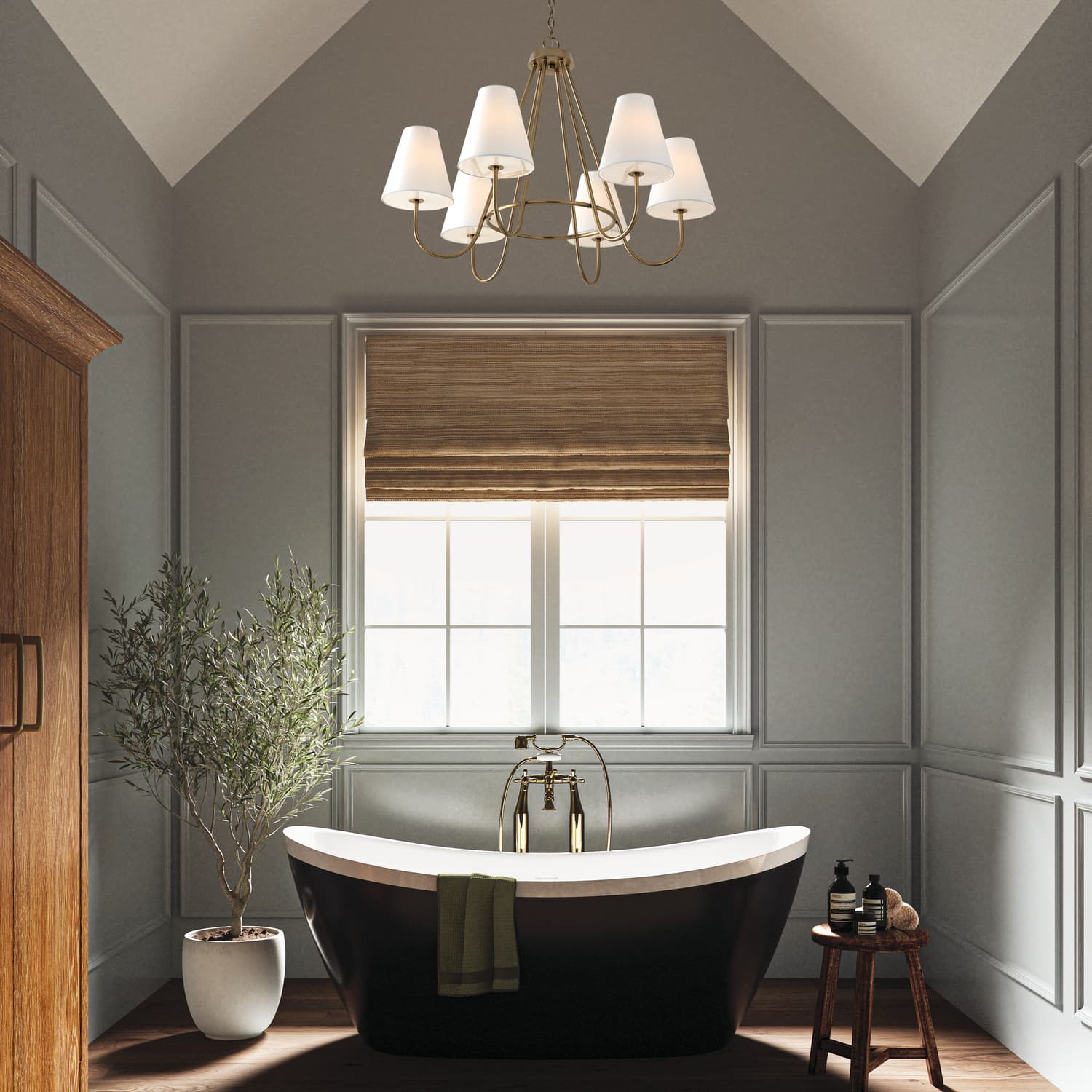 Jules 6 Light Chandelier in Matte Brass-img-8