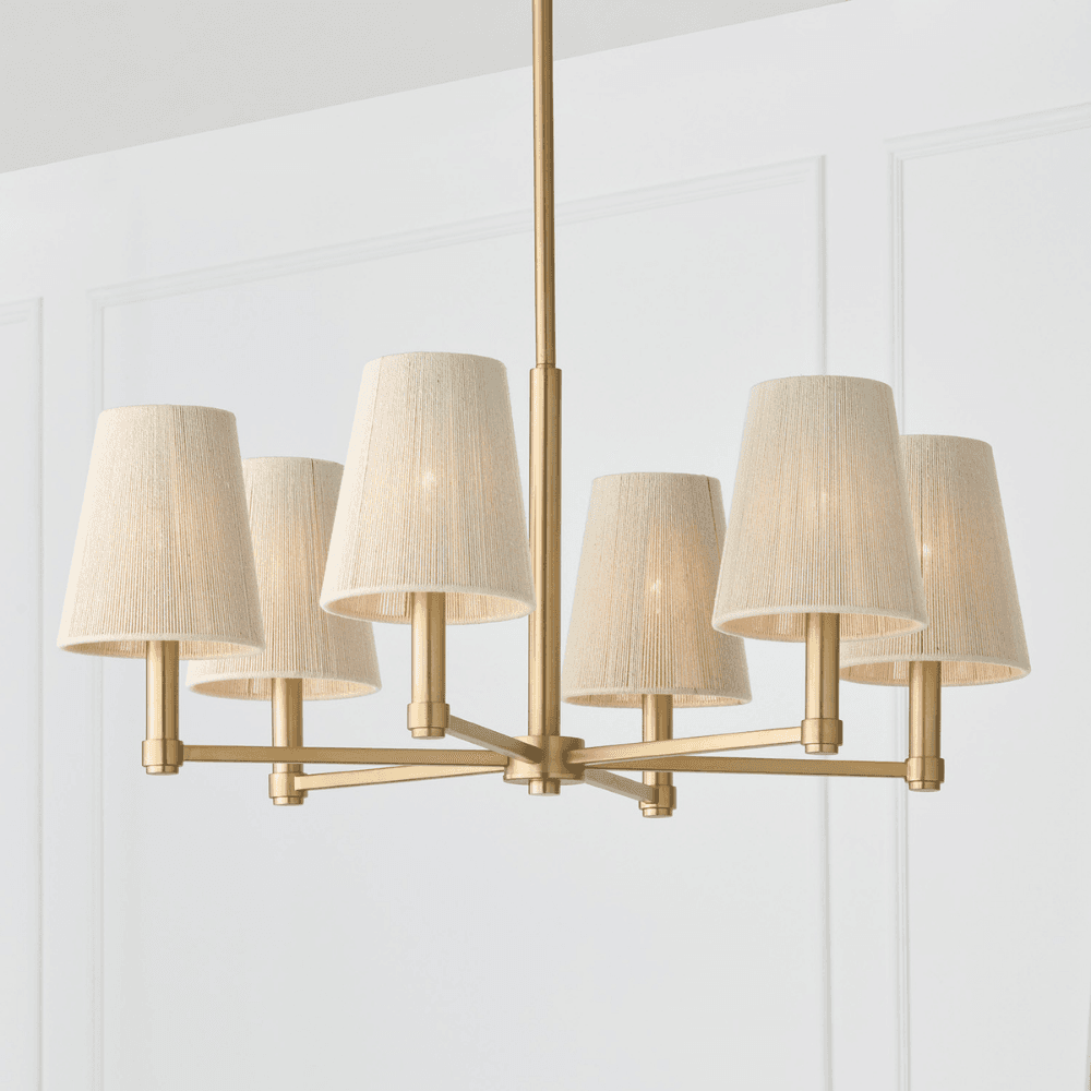 Fisher 6 Light Chandelier in Matte Brass & Bleached Rope-img-1