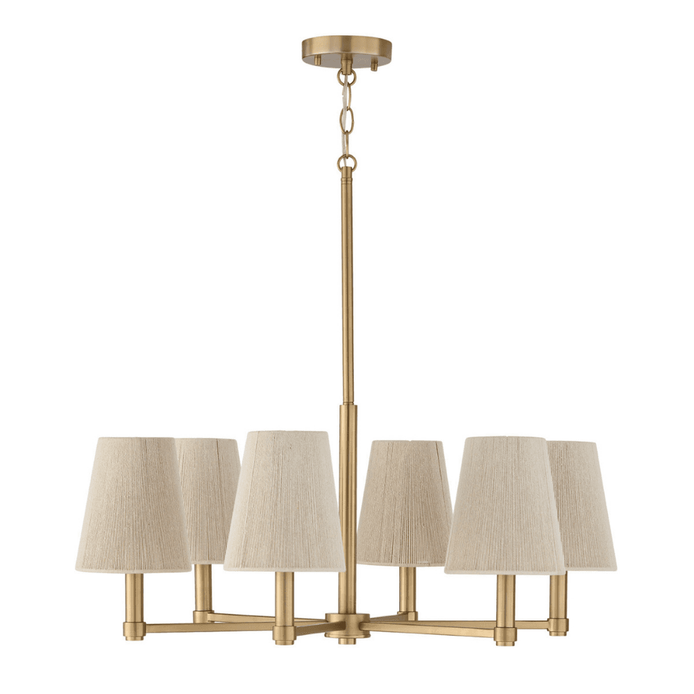 Fisher 6 Light Chandelier in Matte Brass & Bleached Rope-img-2