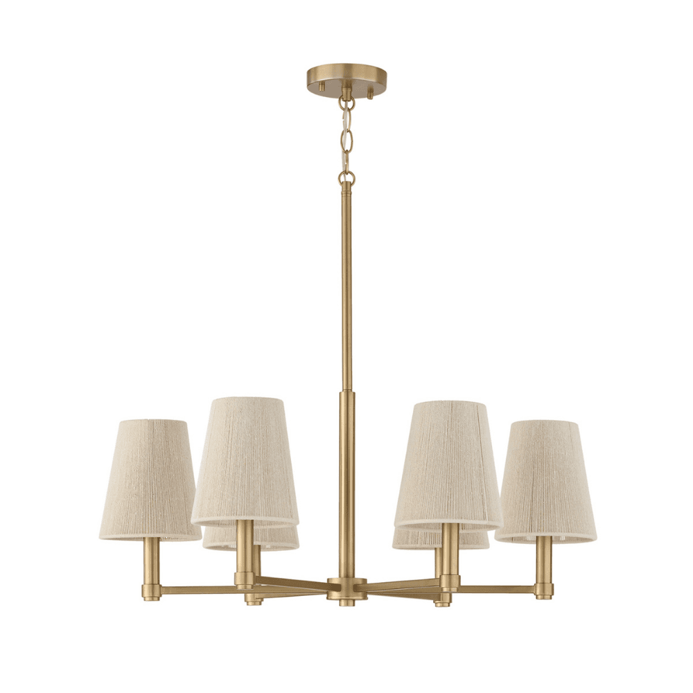Fisher 6 Light Chandelier in Matte Brass & Bleached Rope-img-3