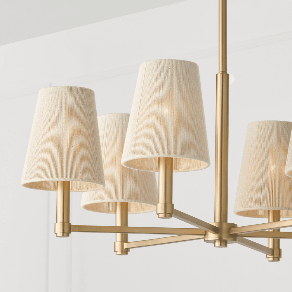 Fisher 6 Light Chandelier in Matte Brass & Bleached Rope-img-4