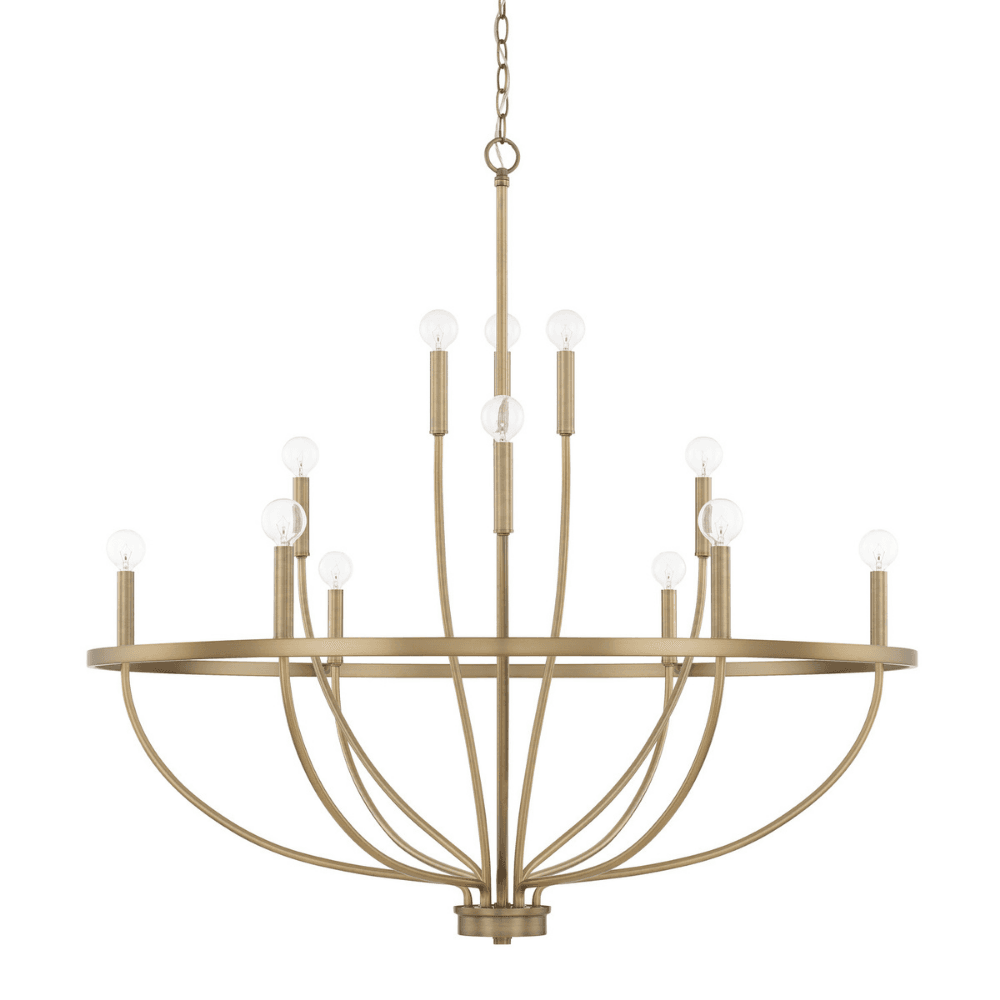Gray 12 Light Chandelier in Aged Brass-img-1
