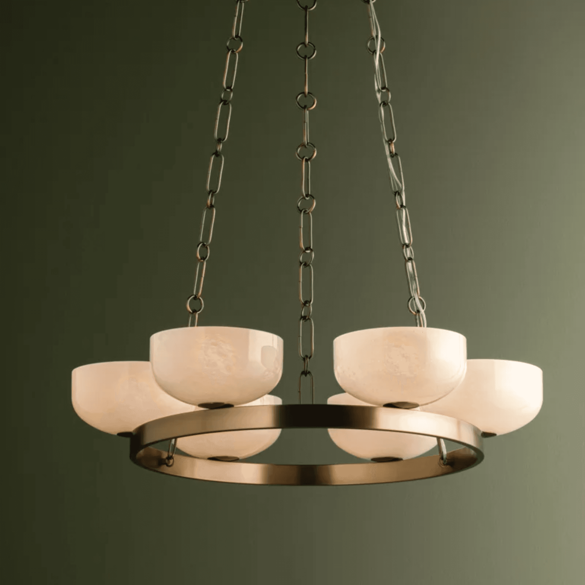 Tanager 6 Light Cloud Glass Pendant in Patina Brass-img-1