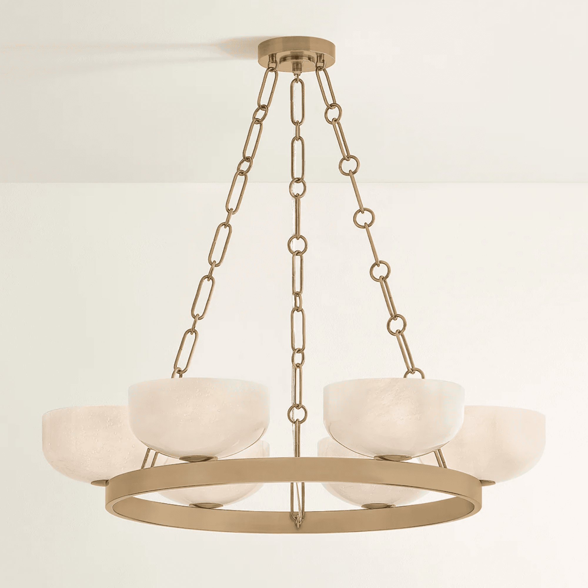 Tanager 6 Light Cloud Glass Pendant in Patina Brass-img-2