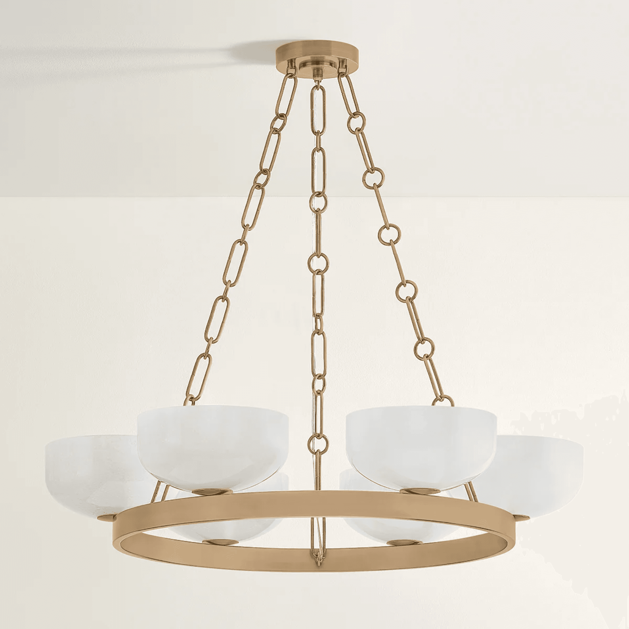 Tanager 6 Light Cloud Glass Pendant in Patina Brass-img-3