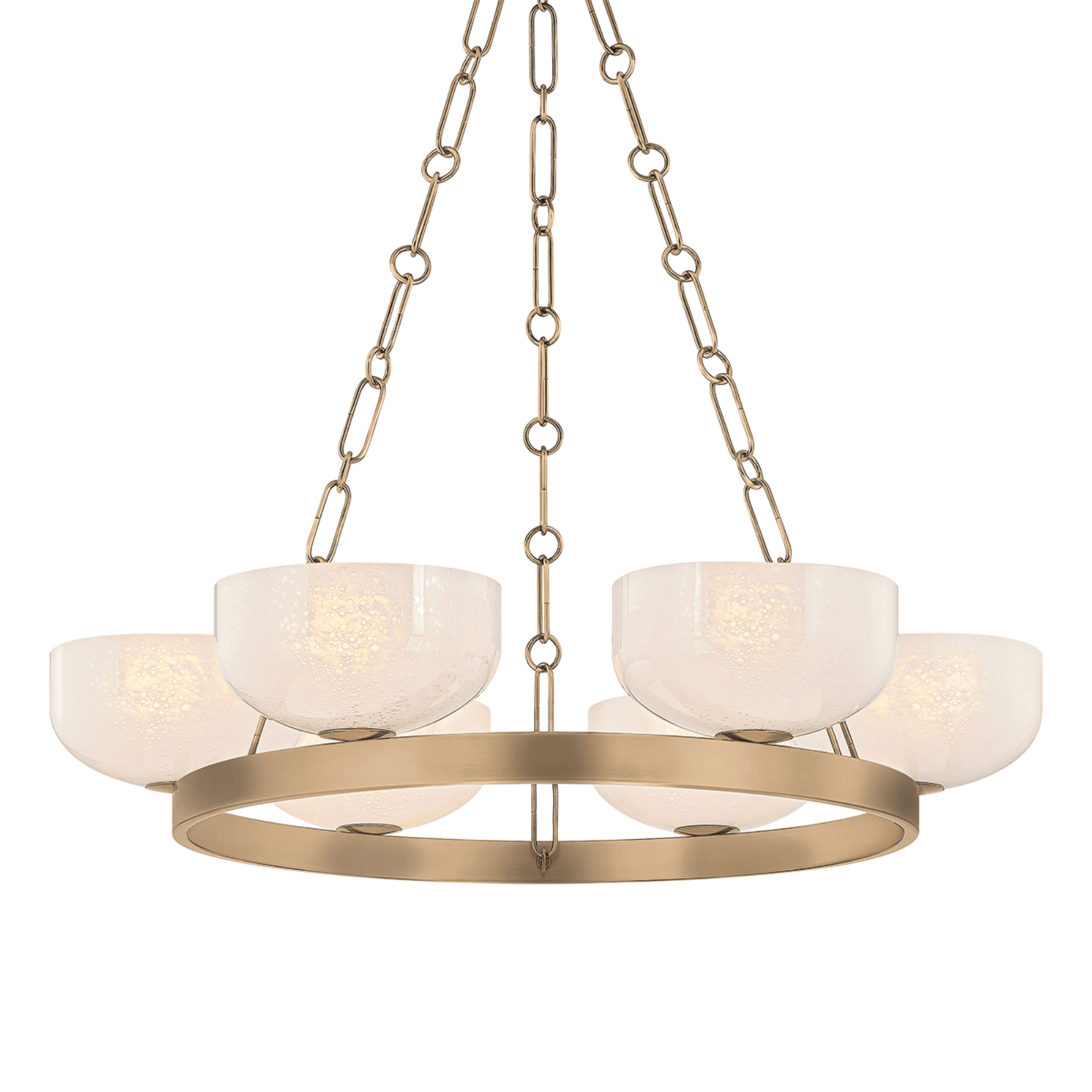 Tanager 6 Light Cloud Glass Pendant in Patina Brass-img-4