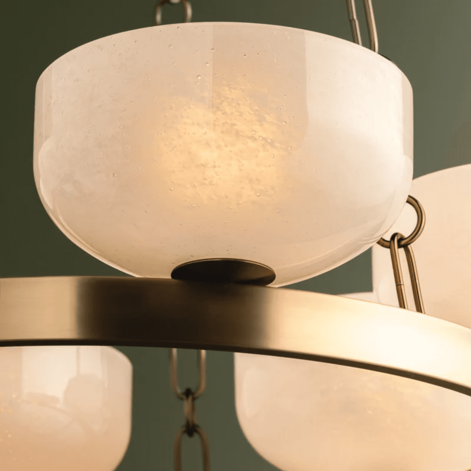 Tanager 6 Light Cloud Glass Pendant in Patina Brass-img-5