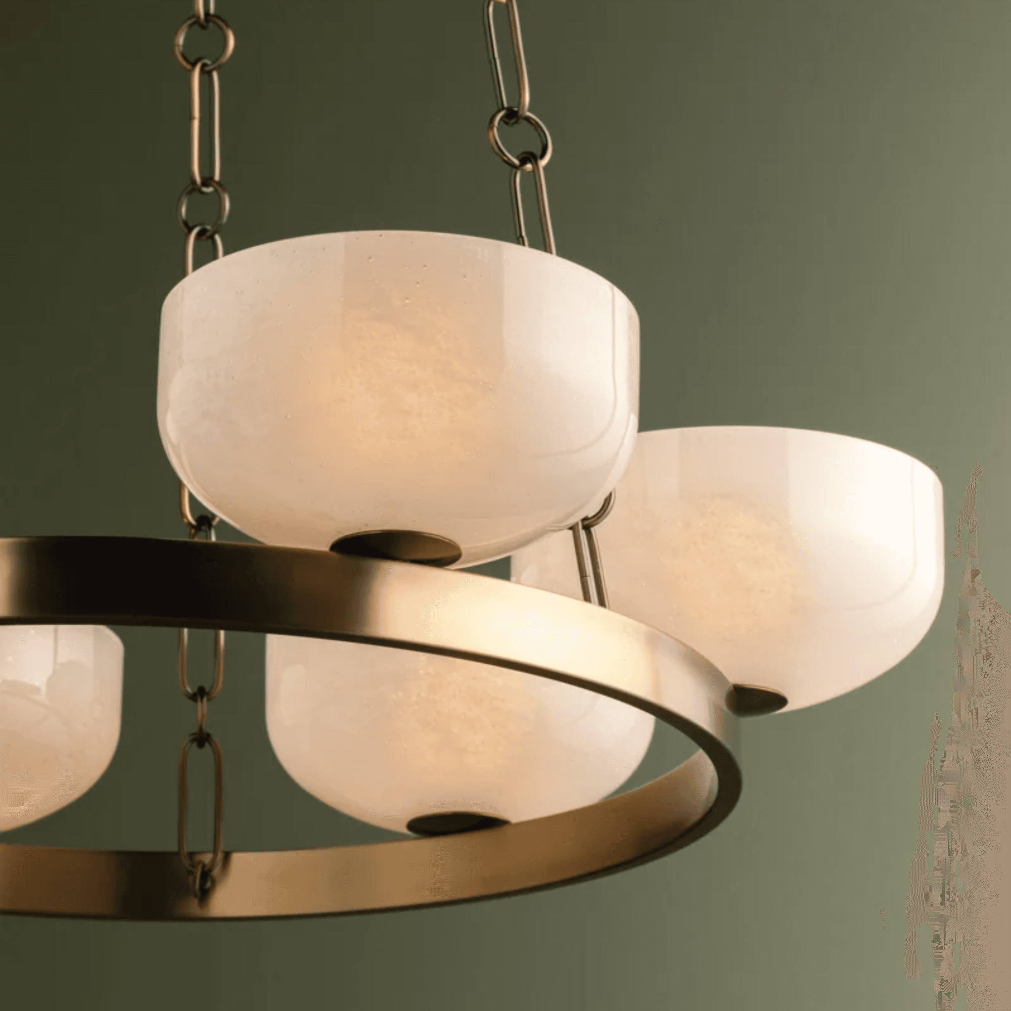Tanager 6 Light Cloud Glass Pendant in Patina Brass-img-6