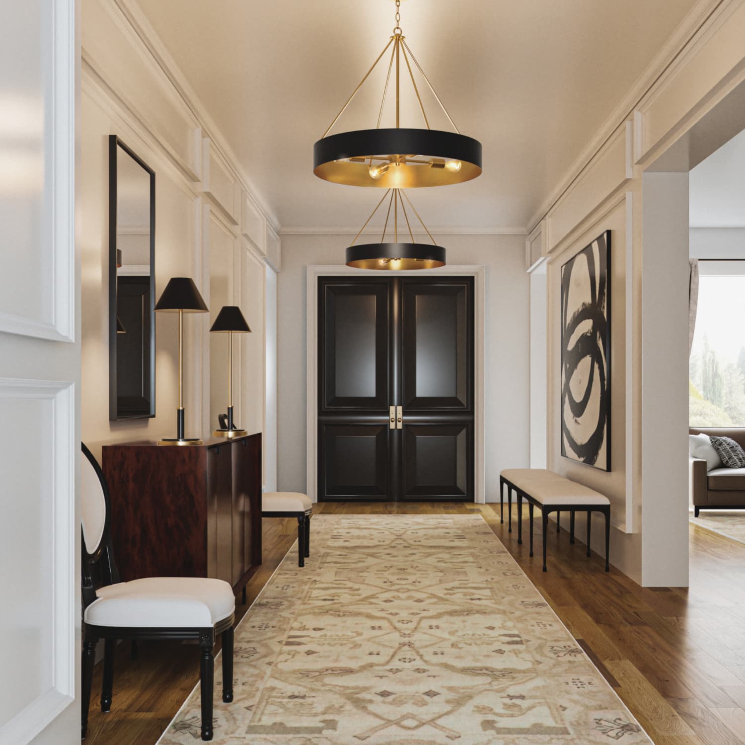 Swell 4 Light Chandelier in Matte Brass & Black-img-1