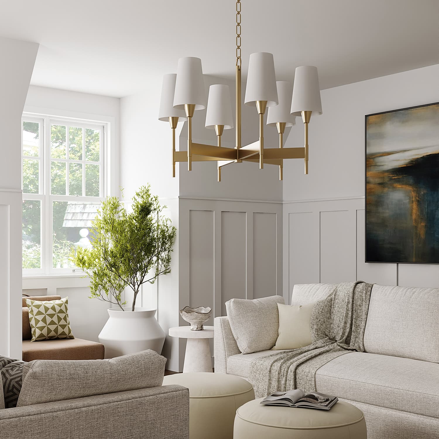 Elliot 6 Light Chandelier in Aged Brass-img-1