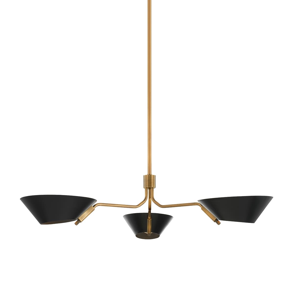 Herman 3 Light Chandelier in Patina Brass & Soft Black-img-1
