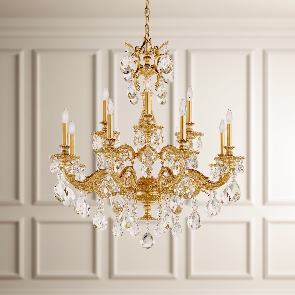 Milano 12 Light Crystal Chandelier in Heirloom Gold-img-1