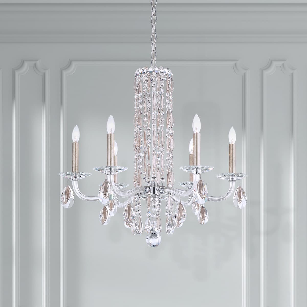 Siena 6 Light Crystal Chandelier in Stainless Steel-img-1