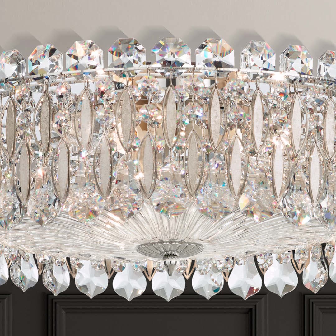 Sarella 3 Light Crystal Ceiling Flush in Stainless Steel-img-2