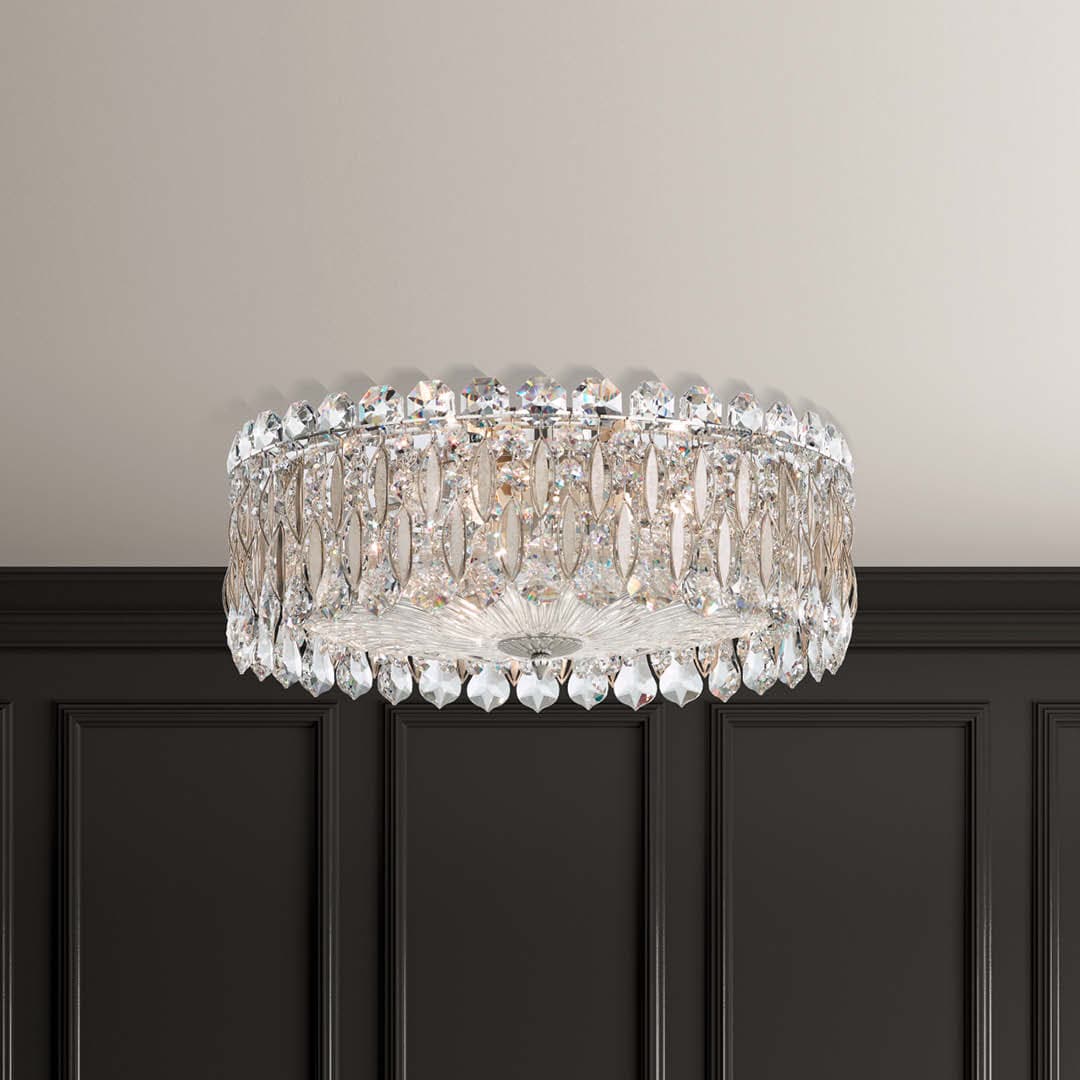 Sarella 3 Light Crystal Ceiling Flush in Heirloom Gold-img-1