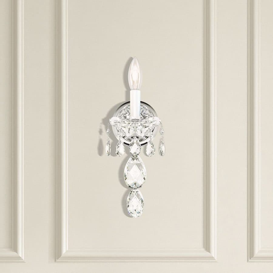 Sterling 1 Light Crystal Wall Light in Polished Silver-img-1