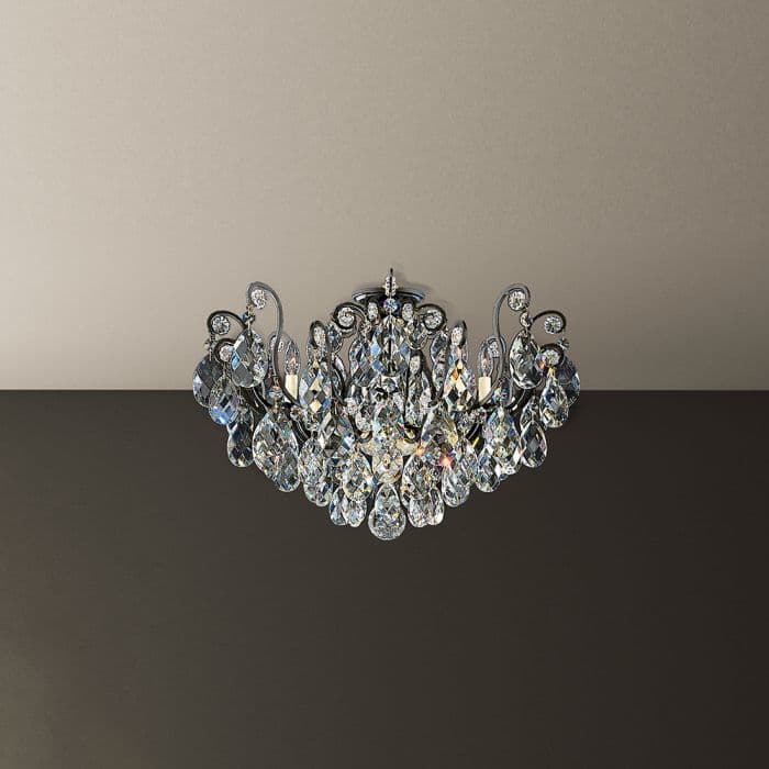 Renaissance 8 Light Crystal Semi-Flush in Black-img-1