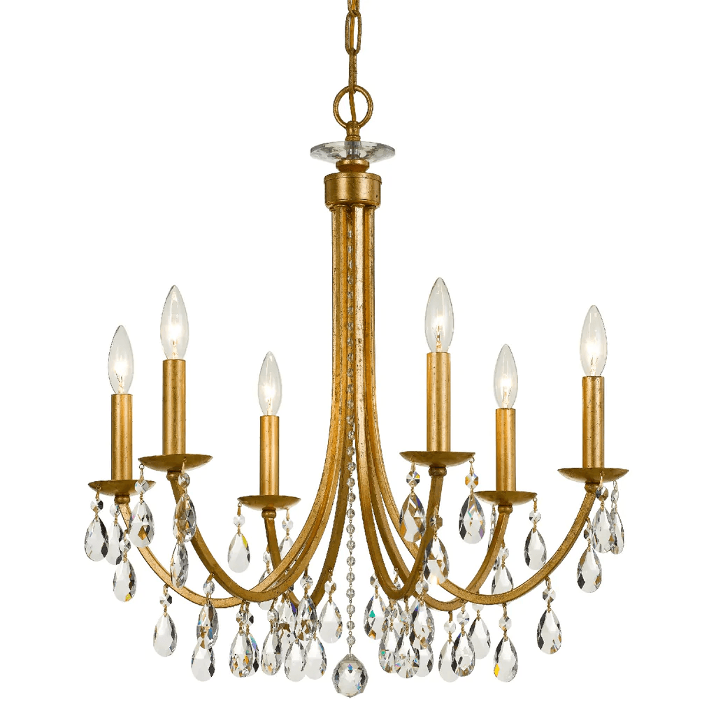 Edwina 6 Light Crystal Chandelier in Antique Gold-img-1
