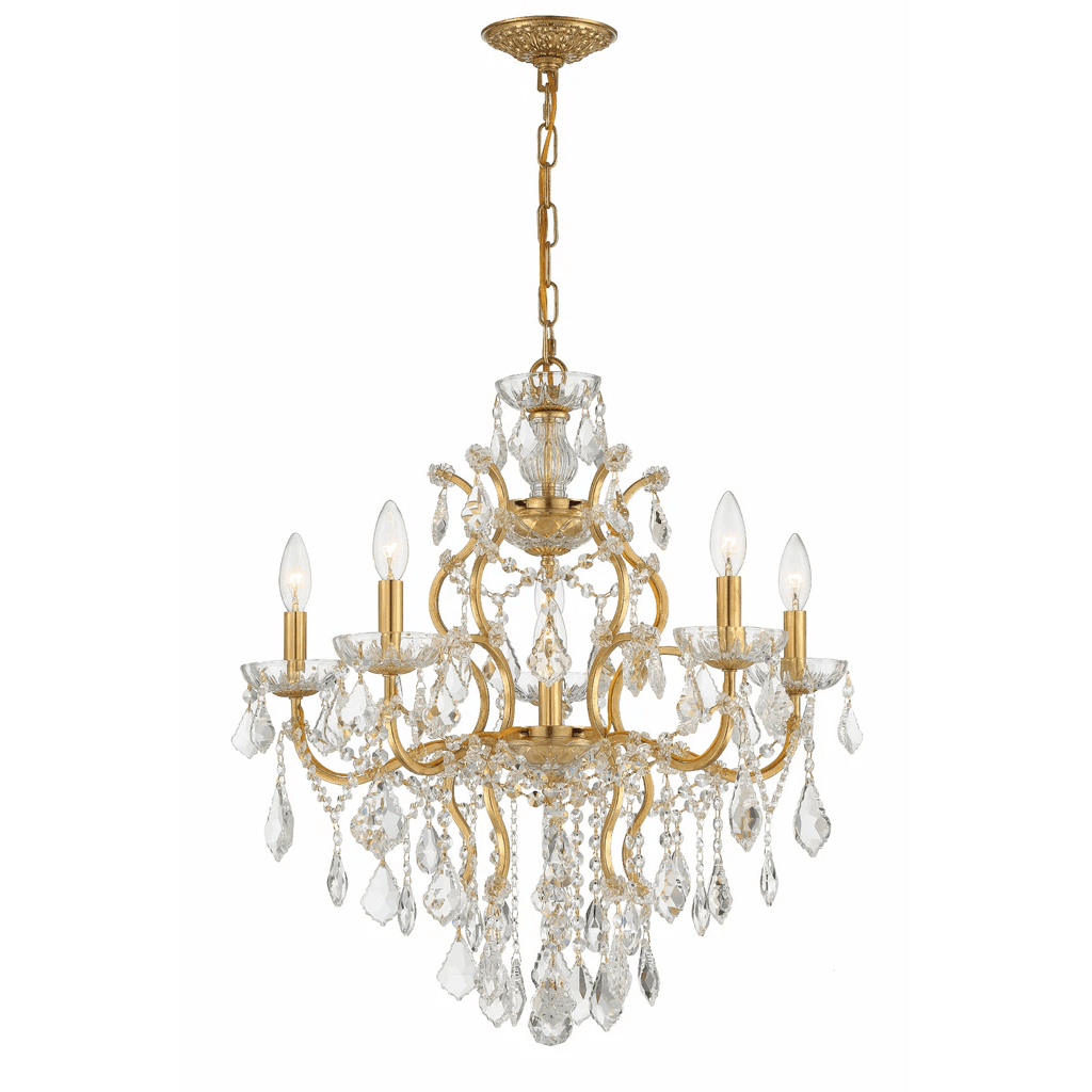 Ida 6 Light Crystal Chandelier in Antique Gold-img-1
