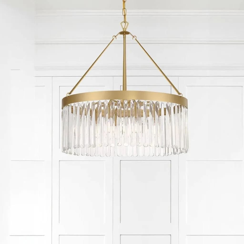 Josephine 8 Light Chandelier in Aged Brass & Clear Glass-img-1