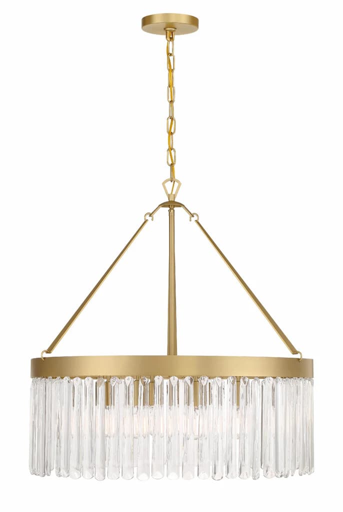 Josephine 8 Light Chandelier in Aged Brass & Clear Glass-img-3