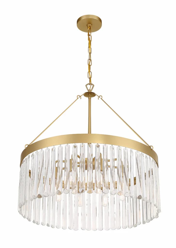 Josephine 8 Light Chandelier in Aged Brass & Clear Glass-img-4