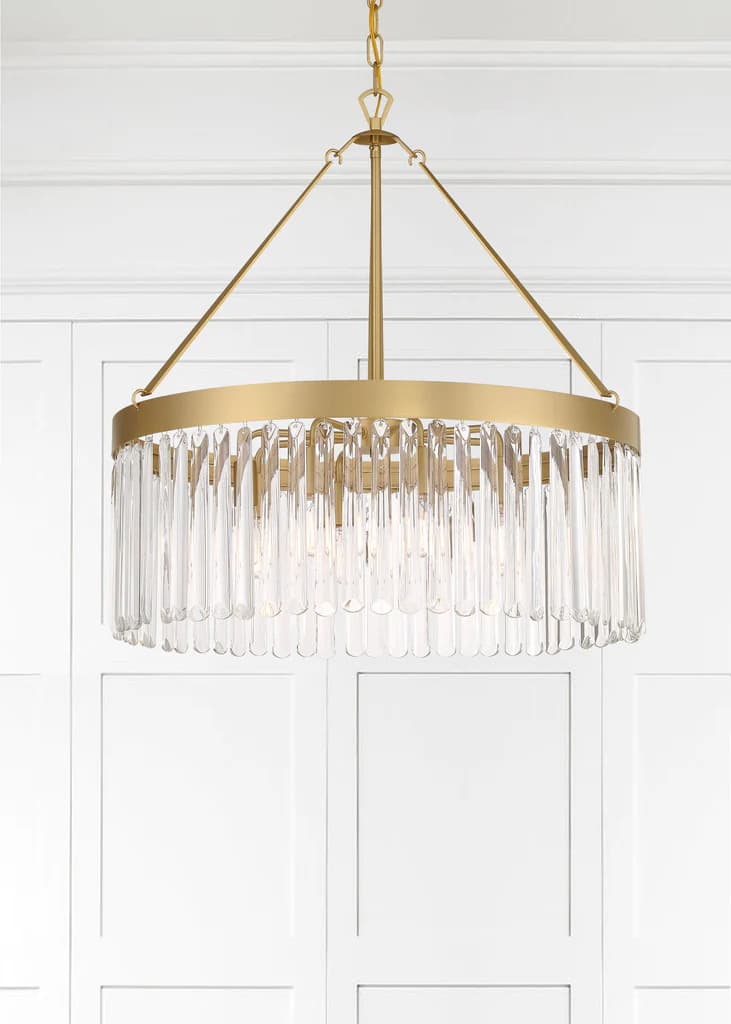 Josephine 8 Light Chandelier in Aged Brass & Clear Glass-img-6