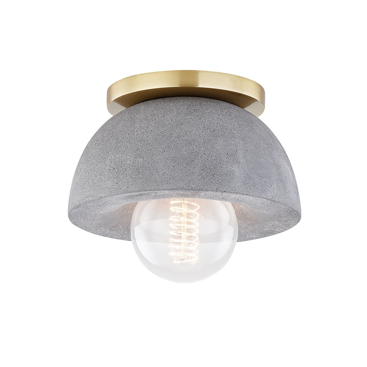 Charlie 1 Light Concrete Flush in Aged Brass-img-1