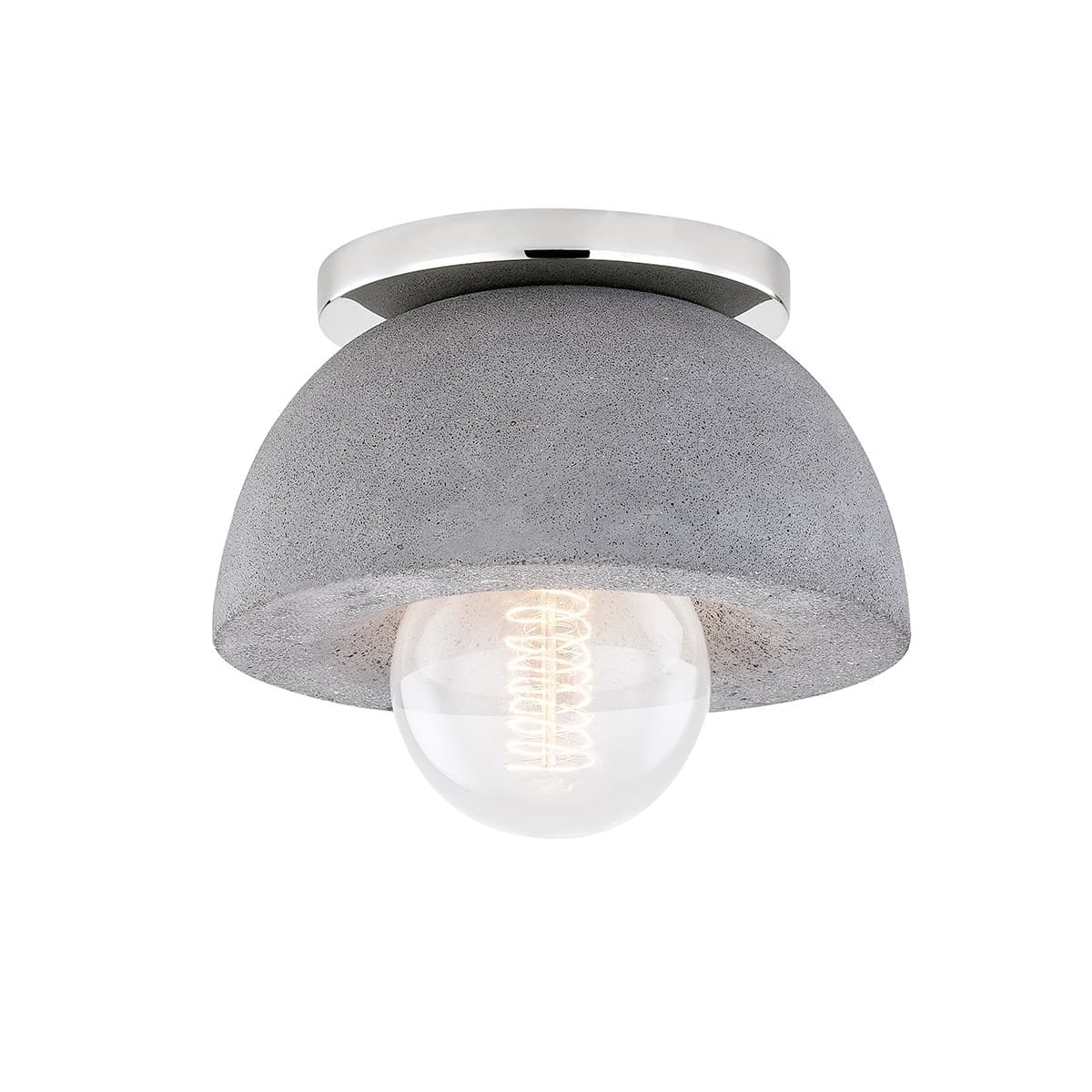 Charlie 1 Light Concrete Flush in Polished Nickel-img-2