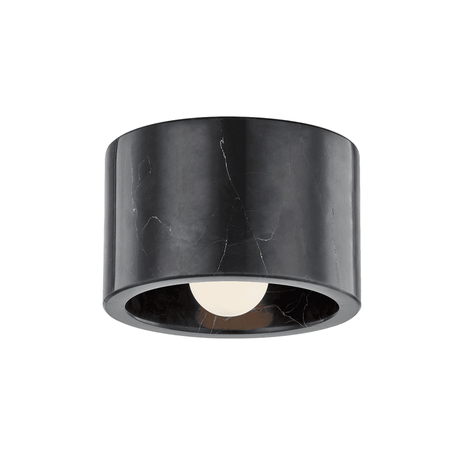 Lana 1 Light Marble Ceiling Flush in Black & Polished Nickel-img-4