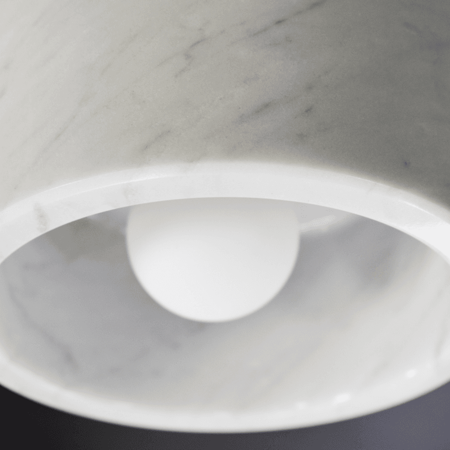 Lana 1 Light Marble Ceiling Flush in White & Polished Nickel-img-3