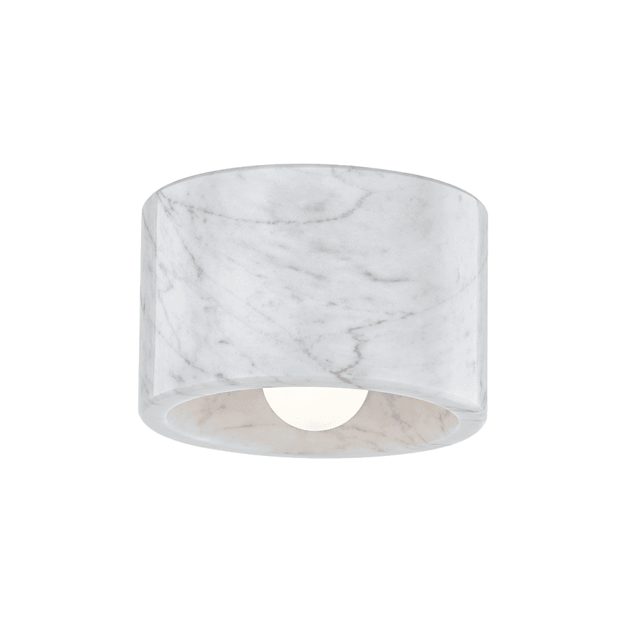 Lana 1 Light Marble Ceiling Flush in White & Polished Nickel-img-4