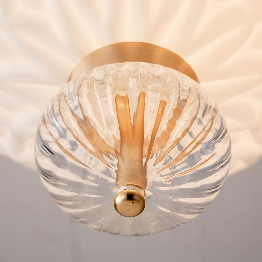 Corina 01 Ceiling Light in Brushed Gold & White Glass-img-4