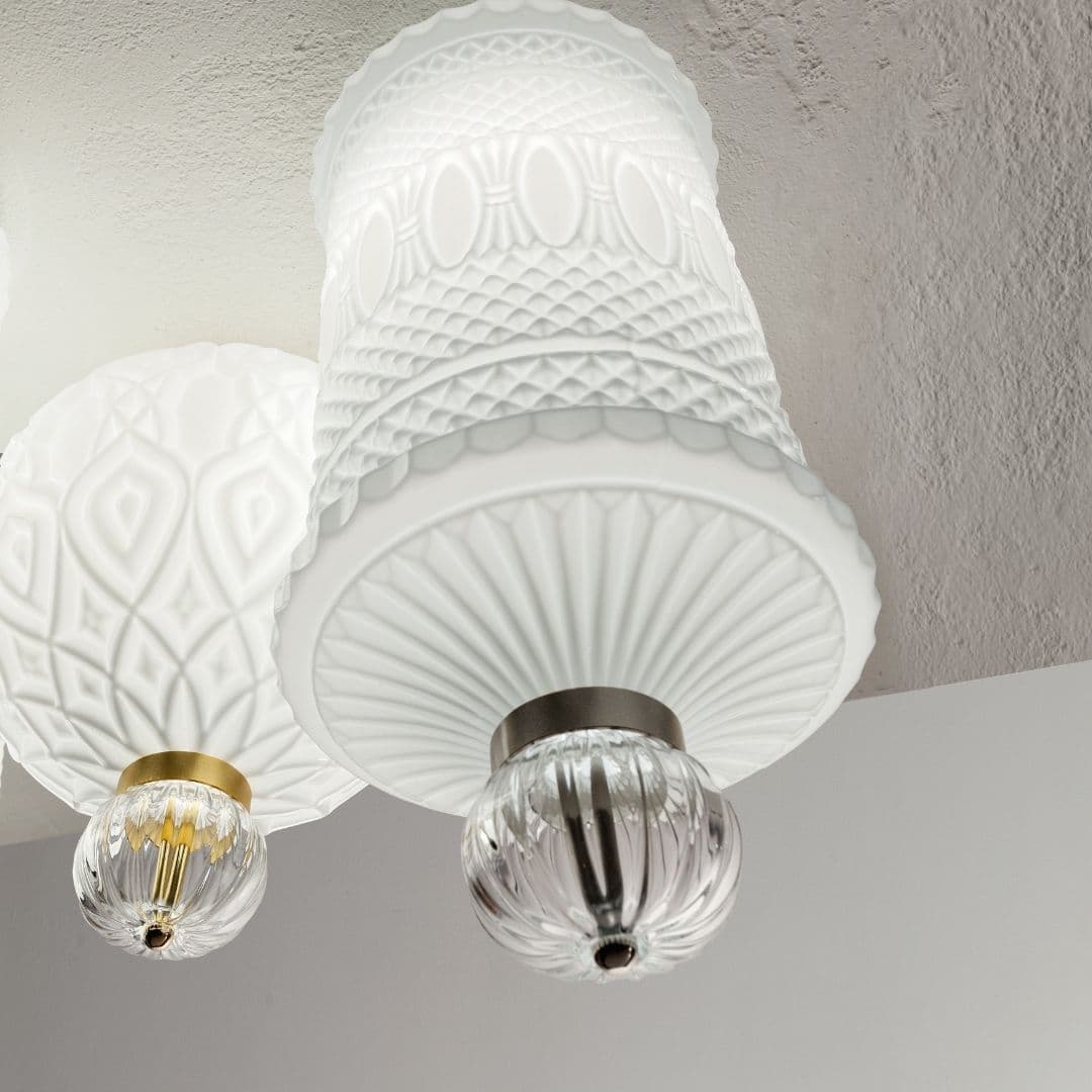 Corina 01 Ceiling Light in Brushed Gold & White Glass-img-6