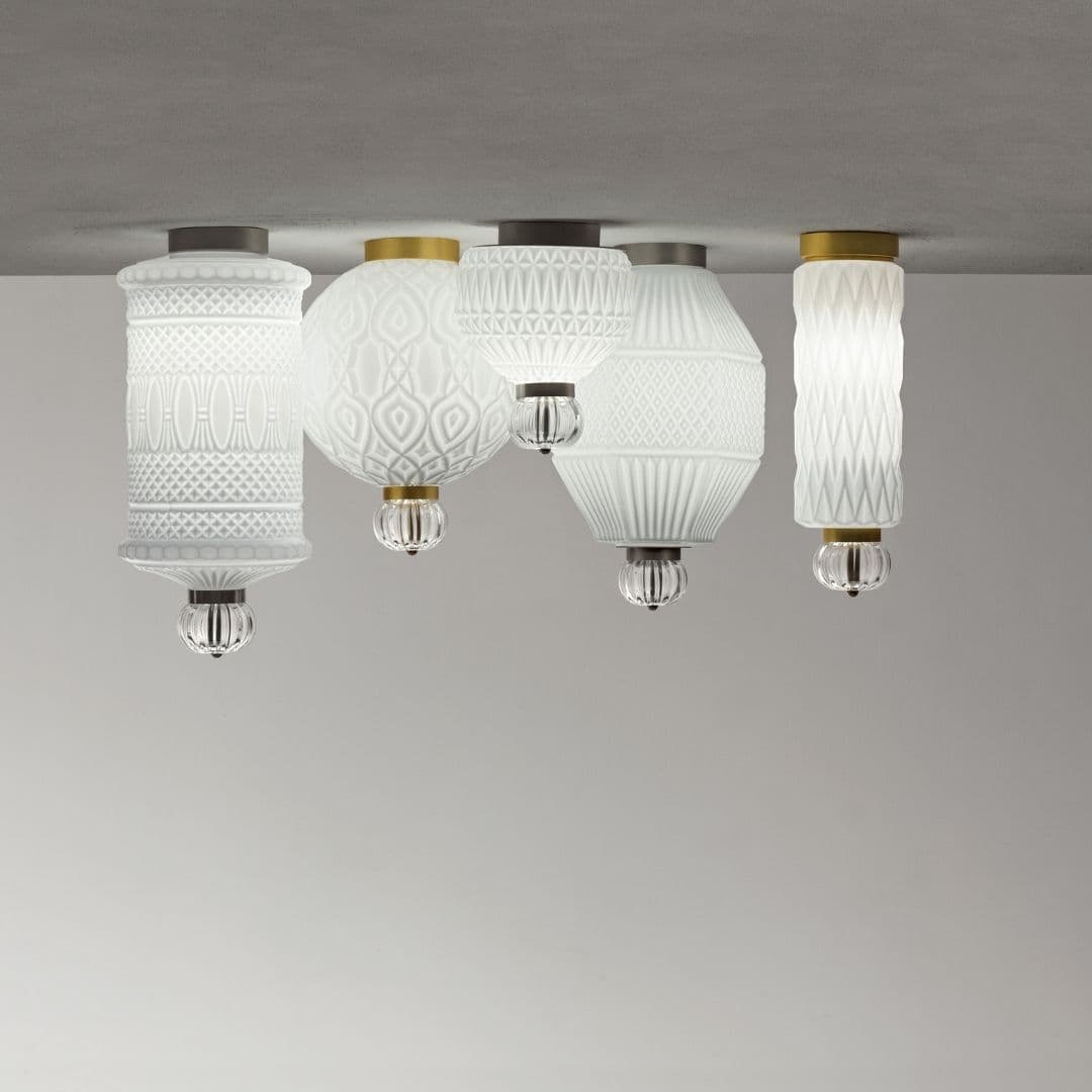 Corina 01 Ceiling Light in Brushed Gold & White Glass-img-9