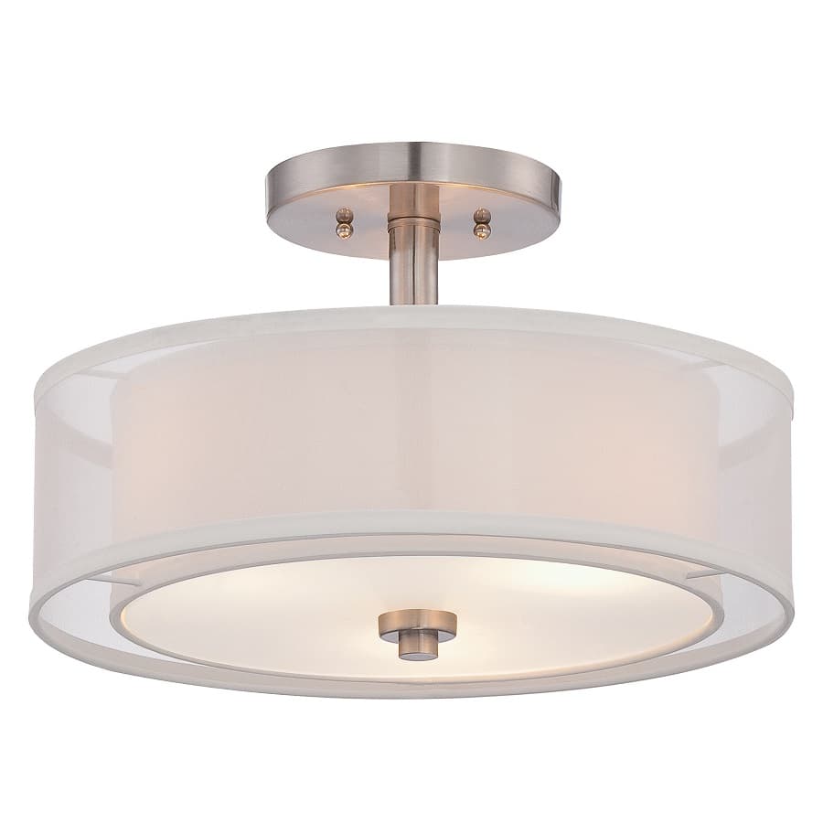 Hutton 3 Light Semi-Flush in Brushed Nickel & White-img-2