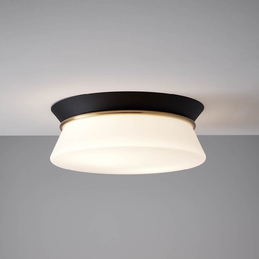 Lois 2 Light Ceiling Flush in Black, Aged Brass & White-img-1