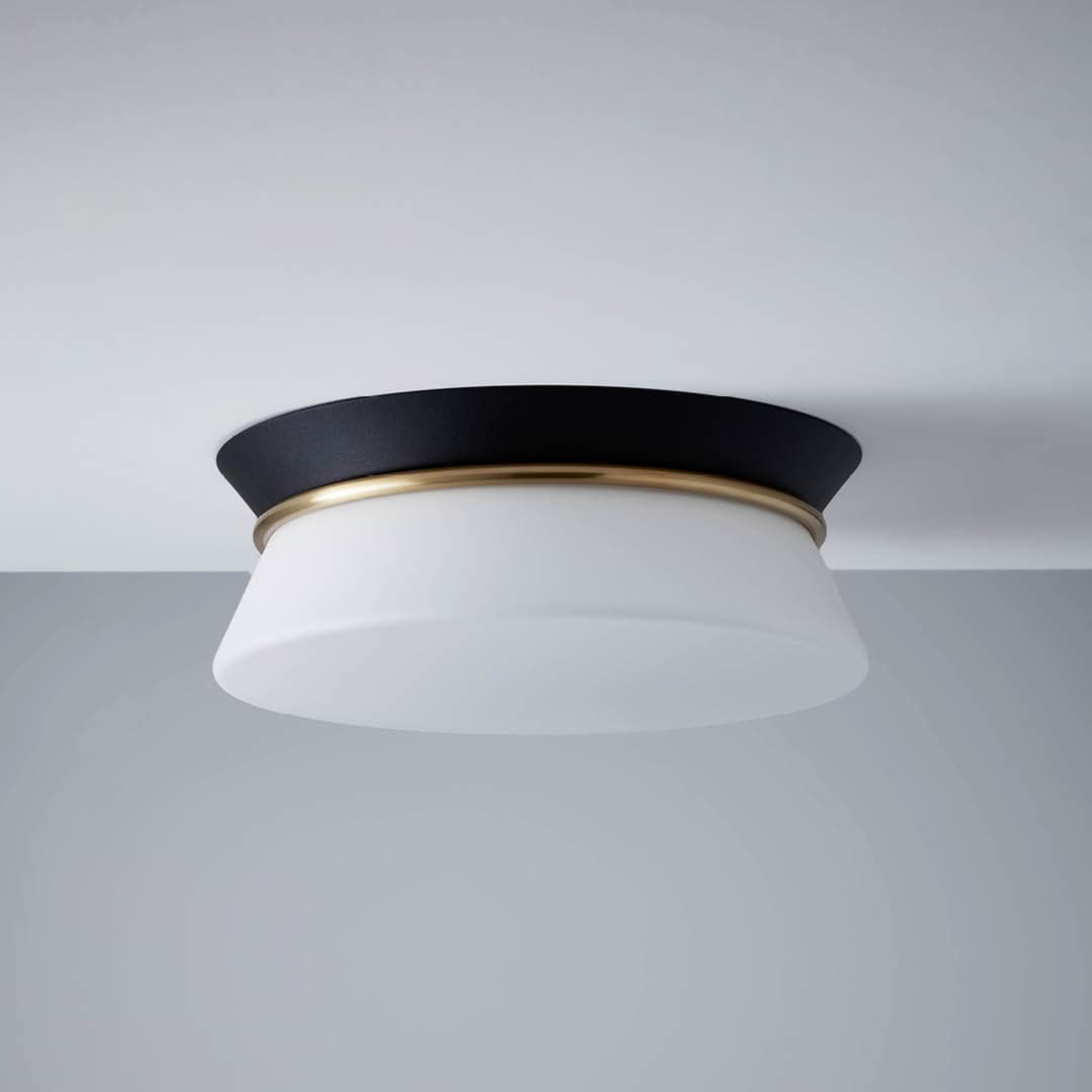 Lois 2 Light Ceiling Flush in Black, Aged Brass & White-img-2