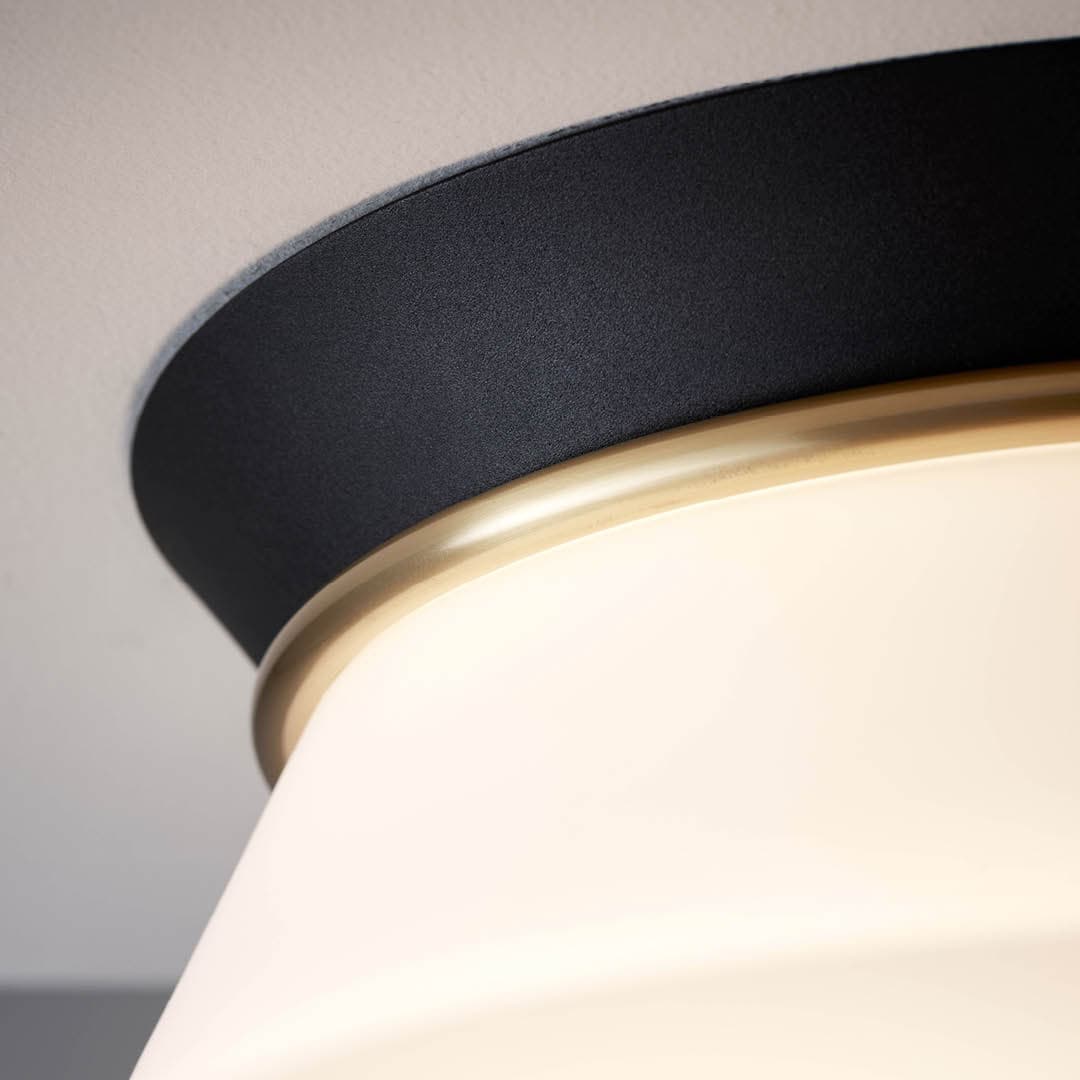 Lois 2 Light Ceiling Flush in Black, Aged Brass & White-img-3