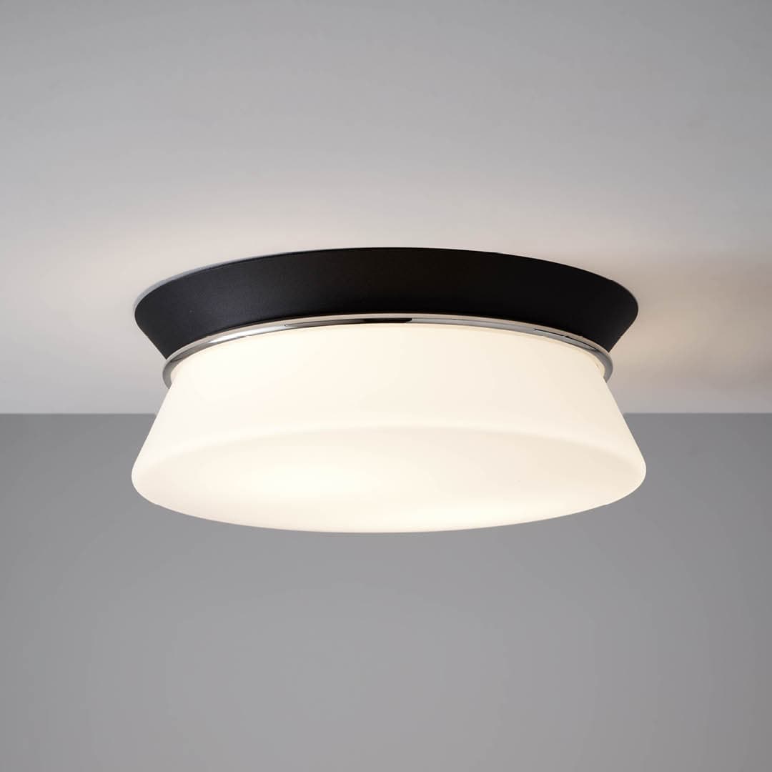 Lois 2 Light Ceiling Flush in Black, Polished Nickel & White-img-1