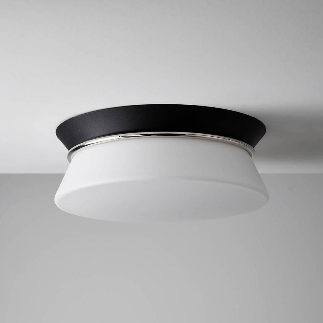 Lois 2 Light Ceiling Flush in Black, Polished Nickel & White-img-2