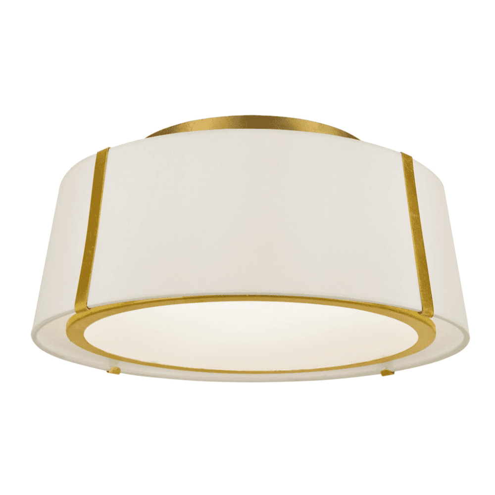 Madison 3 Light Ceiling Flush in Antique Gold &White-img-1