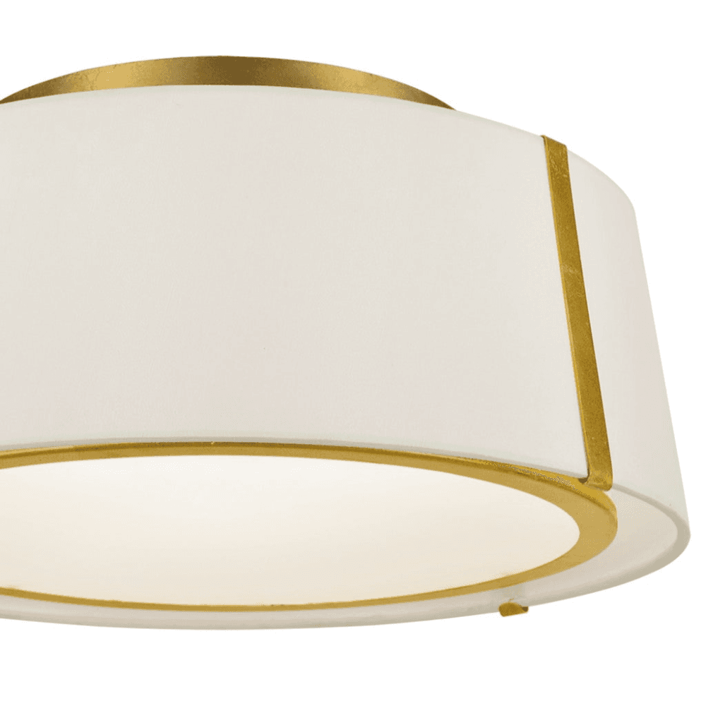 Madison 3 Light Ceiling Flush in Antique Gold &White-img-2