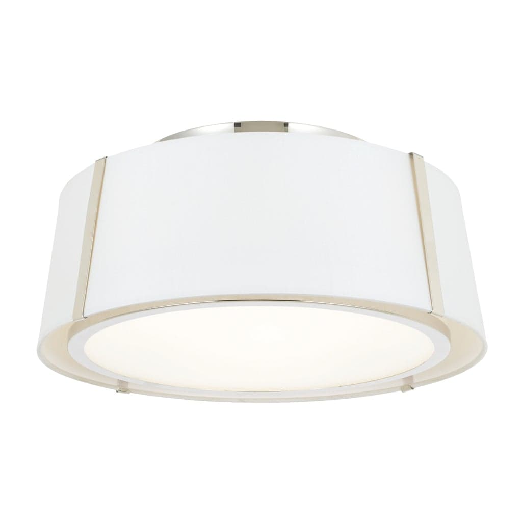 Madison 3 Light Ceiling Flush in Polished Nickel & White-img-1