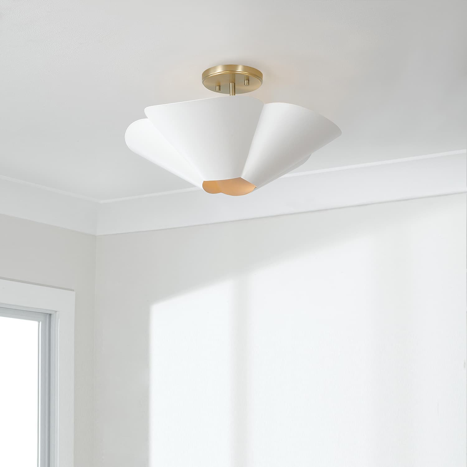 Botanical 4 Light Semi Flush - Small in Matte Brass & White-img-1