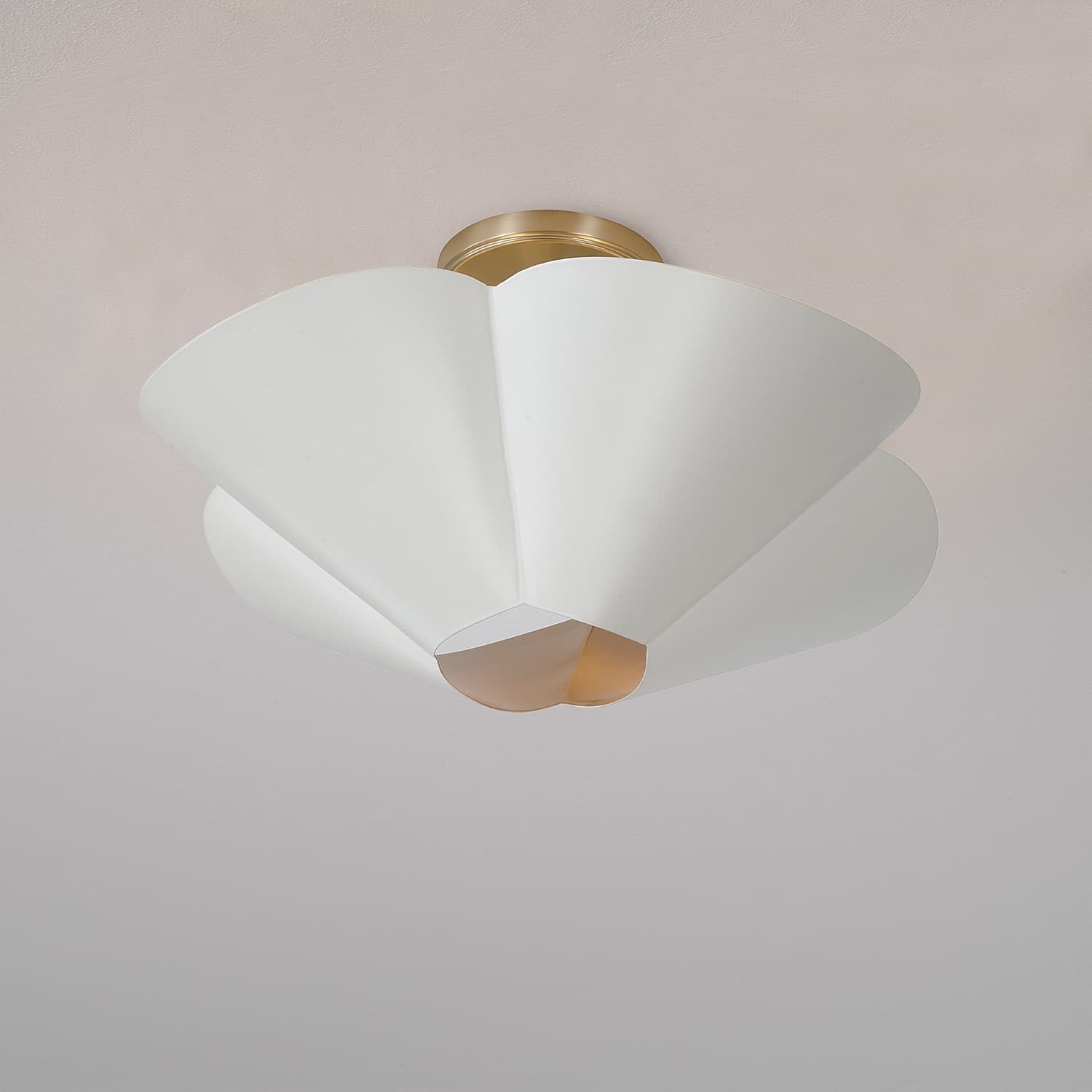 Botanical 4 Light Semi Flush - Small in Matte Brass & White-img-2