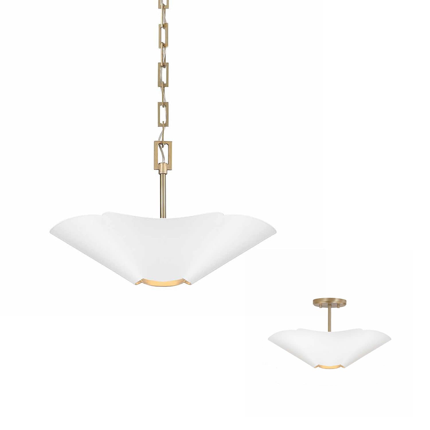 Botanical 4 Light Semi Flush - Small in Matte Brass & White-img-5