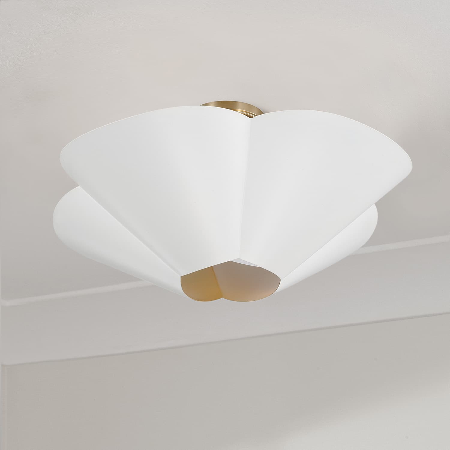 Botanical 4 Light Semi Flush - Large in Matte Brass & White-img-2