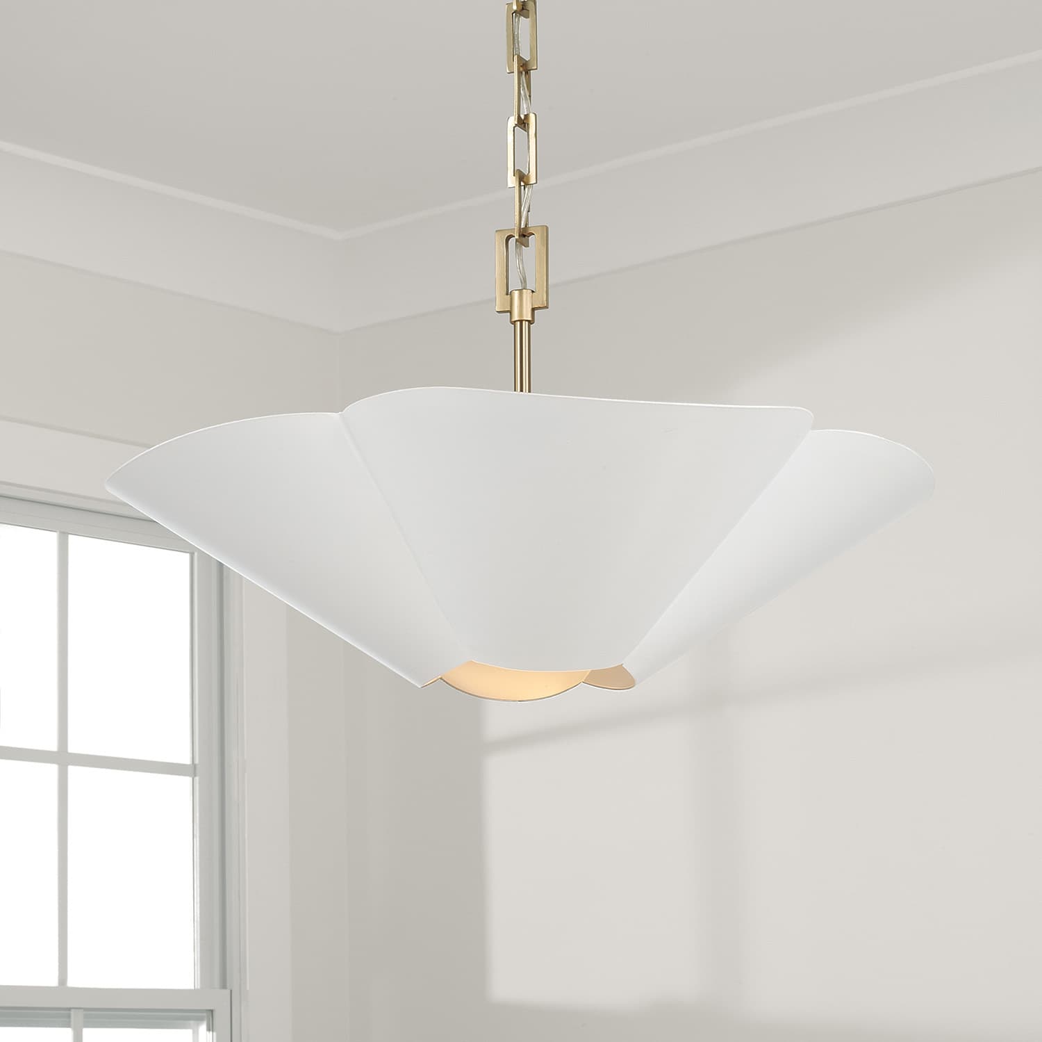 Botanical 4 Light Semi Flush - Large in Matte Brass & White-img-3