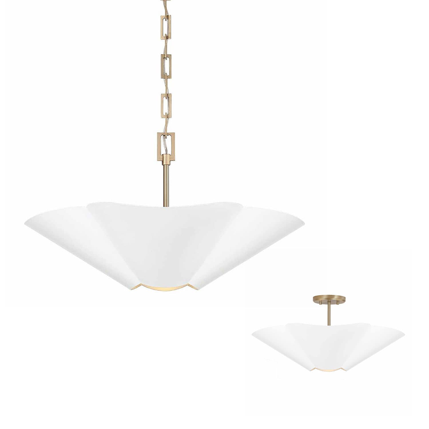 Botanical 4 Light Semi Flush - Large in Matte Brass & White-img-6